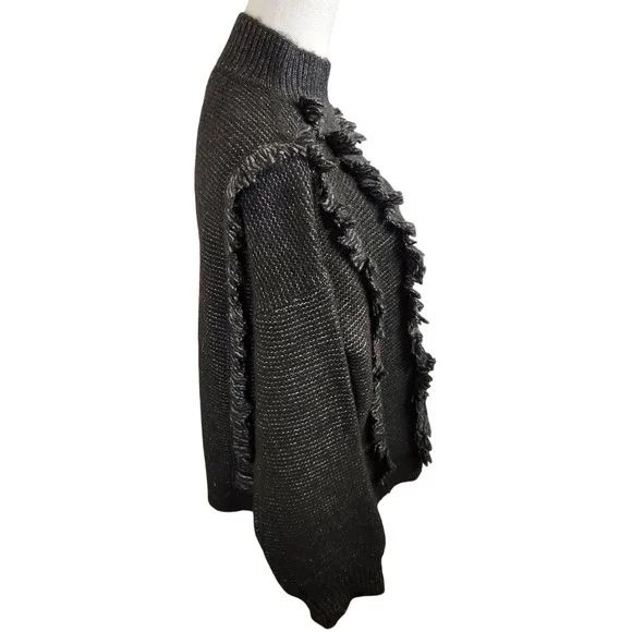 LOFT‎ Mock Neck Fringe Sweater Knit Pullover Textured Sparkle Womens Large L NWT - Picture 2 of 8
